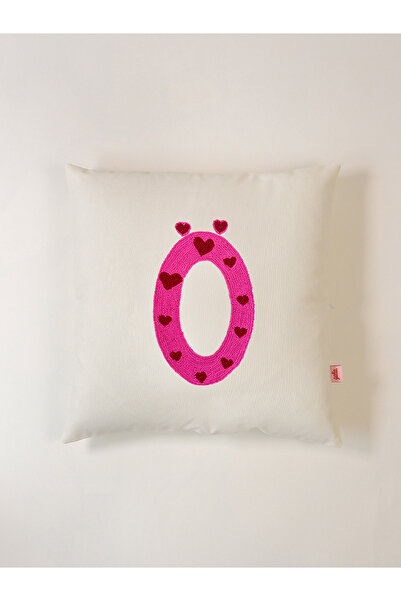 Galia Tasarım Valentine's Day Special Letter O Decorative Pillowcase with Heart