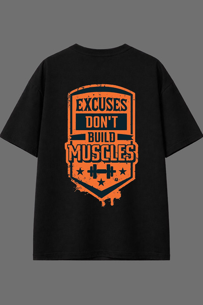 VSRN Μπλουζάκι με σχέδιο Excuses Design στην πλάτη, μαύρο, oversized