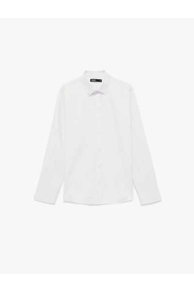 Koton Long Sleeve Half Italian Collar Slim Fit Classic Shirt