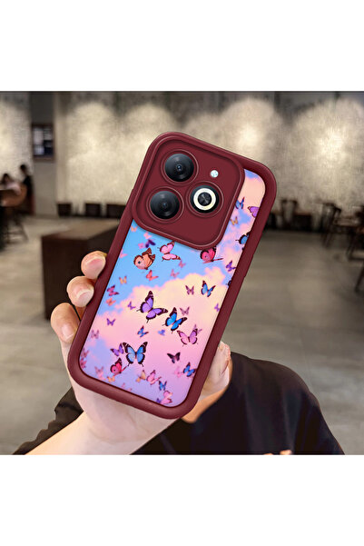 Hontinga حافظة هاتف من مادة السيليكون بنمط الفراشة متوافقة مع هاتف Infinix Sm...