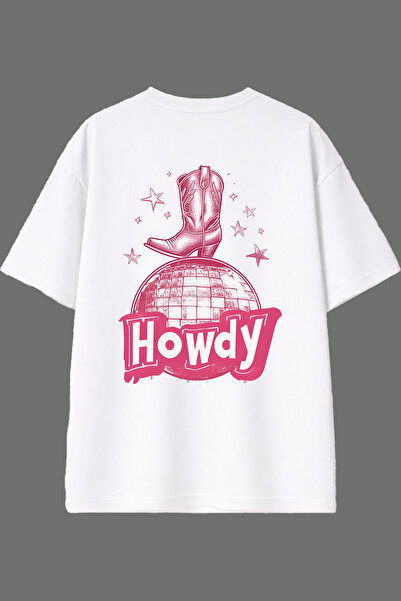 VSRN Μπλουζάκι Howdy 1 με σχέδιο και στάμπα στην πλάτη, λευκό, oversized
