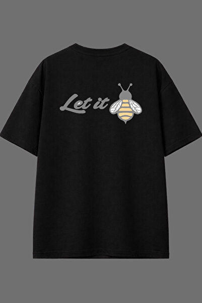 VSRN Μπλουζάκι Let It Design με στάμπα στην πλάτη, μαύρο, oversized