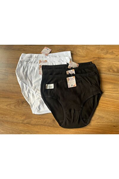 Anıt Women's Derby Cotton Bato Panties Set Black-White Color 6-Pack
