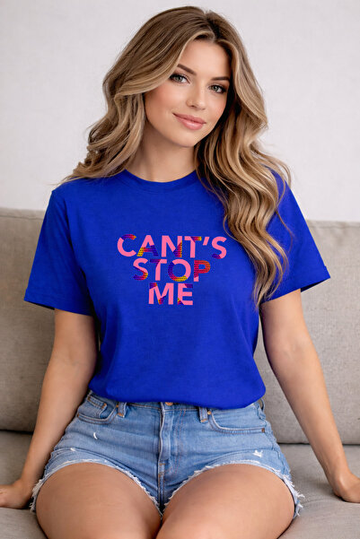 herkesemoda Cant's Stop Me Basic T-Shirt με λεπτομέρεια εκτύπωσης