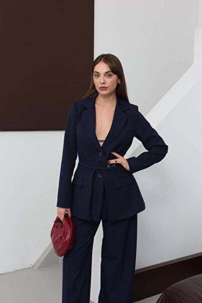 lidyasara Kadın Korsaj Bel Detaylı Blazer Ceket