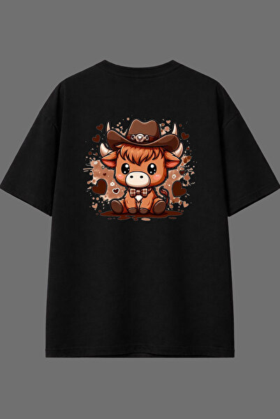 VSRN Tricou oversize negru cu imprimeu pe spate Sweet Bull Design