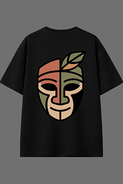 VSRN تي شيرت أسود كبير الحجم بتصميم كيزيلديلي مطبوع من الخلف