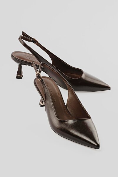 Mubiano حذاء نسائي بكعب ستيليتو مدبب ومفتوح من الخلف باللون البني نورا