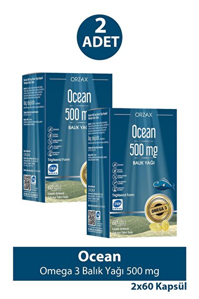 Ocean Omega 3 Balık Yağı 500 mg 60 Kapsül 2 Adet