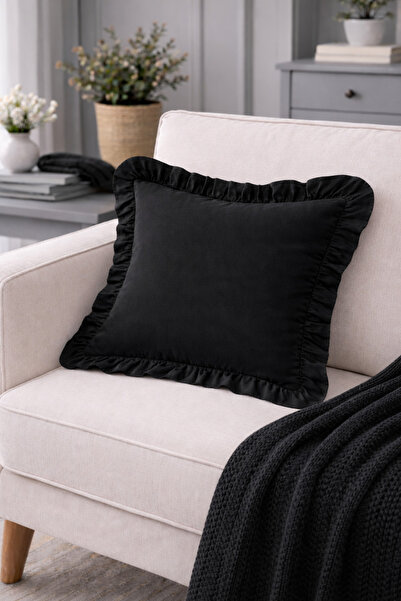 ÇIQRIK HOME 100% Cotton Ruffle Decorative Throw Pillow Case – 43X43 cm (1Pc)