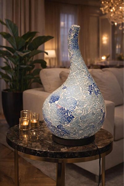 Hd Marketim Otantik El Yapımı Mozaik Lamba | Salon & Cafe Dekorasyonu | 43 cm