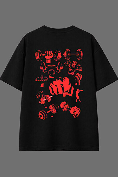 VSRN Tricou oversize negru cu imprimeu pe spate Gym Movements Design