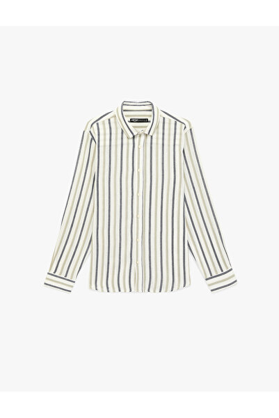 Koton Regular Fit Long Sleeve Cotton Classic Collar Striped Shirt