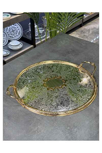 Doğudeko Luxury Metal Round Avangarde Tray
