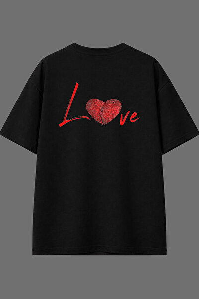 VSRN Μπλουζάκι Love 1 Tasarım με στάμπα στην πλάτη, μαύρο, oversized