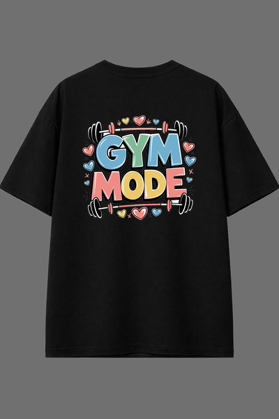 VSRN Gym Mode 1 Design Back Printed Black Oversize t Shirt