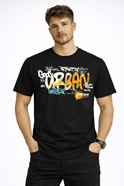 herkesemoda Tricou de bază cu detaliu text urban de calitate