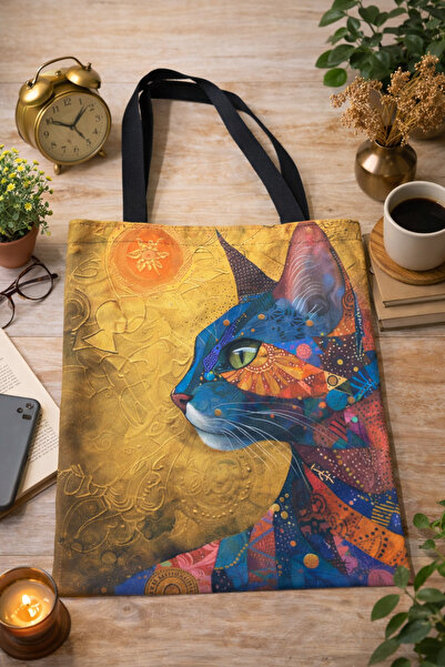 street&bagdnz Mosaic and Stained Glass Look Colorful Cat Design - 2 Piece Sho...