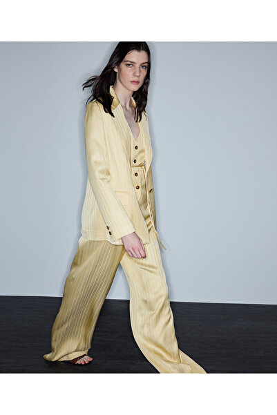 İpekyol Çizgi jakarlı wide leg pantolon