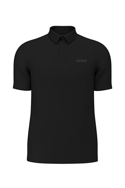 Guess Short Sleeve New Technical Flexible Polo Collar Men's Black Polo T-Shir...
