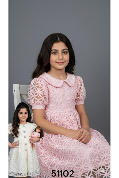 Rawai Roma Luxurious pink lace girls' dress for special occasions and holidays