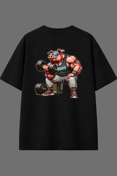 VSRN تي شيرت أسود كبير الحجم بتصميم كاسلي بورن وطباعة خلفية