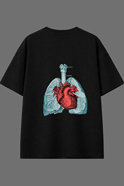 VSRN تي شيرت أسود كبير الحجم بتصميم أكي لينر مطبوع من الخلف