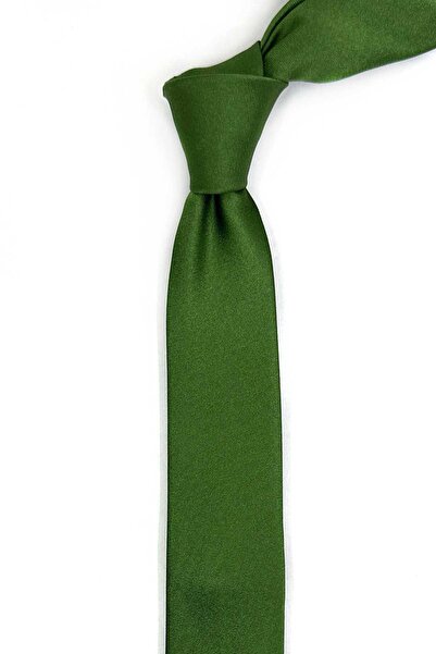 Kravatkolik Cravată verde simplă ultra satinată subțire de mătase de 4,8 cm I...