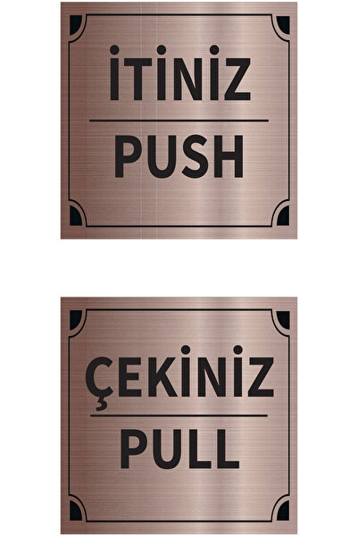 Mayeka İtiniz - Çekiniz Kare İkili Levha Set Bronz Metal Yönlendirme Tabelası...