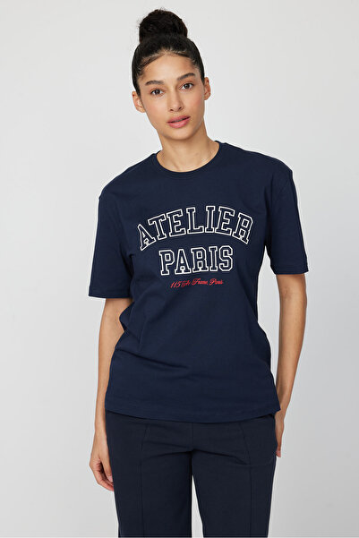 PAULMARK تي شيرت نسائي مطبوع عليه نص