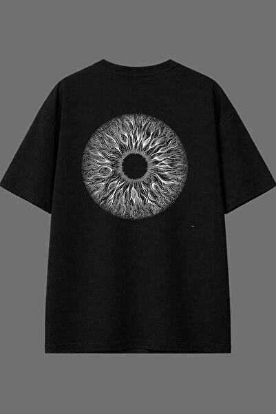 VSRN Μπλουζάκι με σχέδιο Eye-Puppet στην πλάτη, μαύρο, oversized