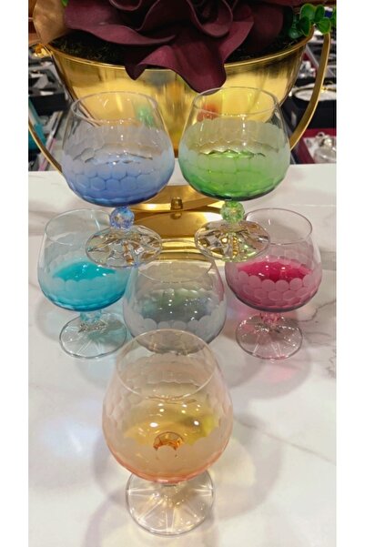 Bohemia 6 Renk Kristal 250 Ml El İşçiliği Kahve Yanı Su Bardağı