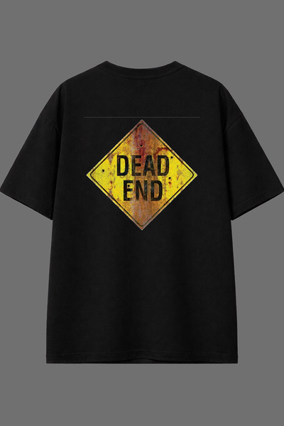 VSRN Tricou oversize negru cu imprimeu pe spate Dead End Design