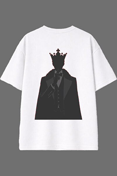 VSRN King of Darkness Design White Oversize T-Shirt with Back Print