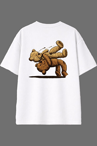 VSRN تي شيرت أبيض كبير الحجم بتصميم تيشرتات تي شيرت فورتشن فايز مطبوع من الخلف