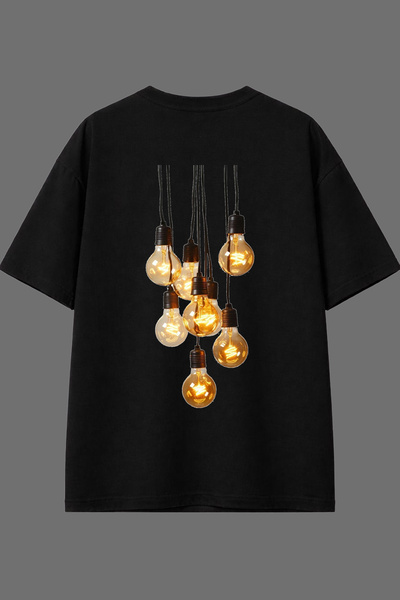 VSRN Accessory Lamp Design Back Printed Black Oversize t Shirt