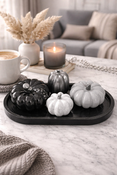 epoxiawood Dörtlü dekorarif kabak takımı. Ev süsü, hediyelik eşya