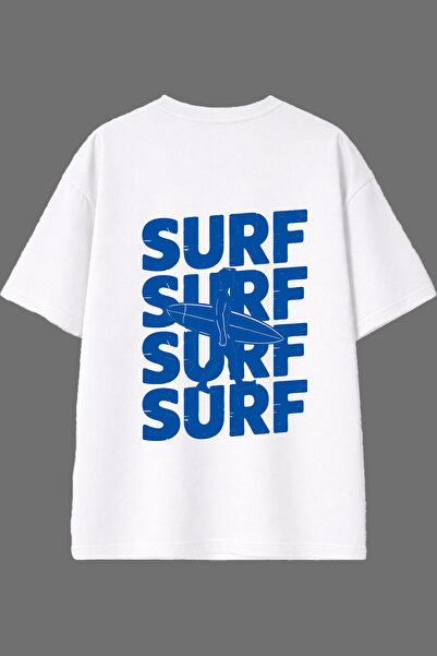 VSRN Surf Surf Design Bela Oversize Majica sa Štampanim Leđima