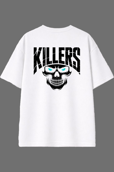 VSRN Tricou oversize alb cu imprimeu pe spate Kıllers Design