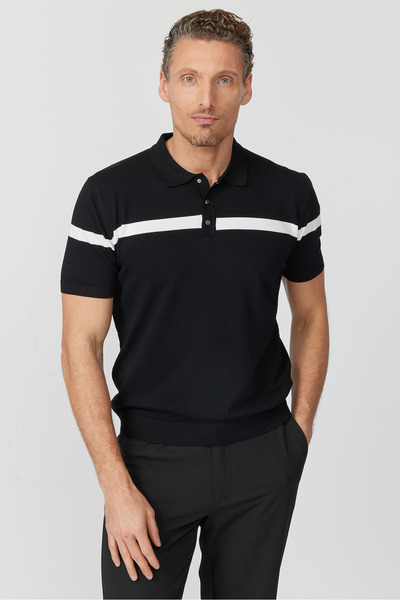 PAULMARK Men's Polo Neck Knitwear T-Shirt