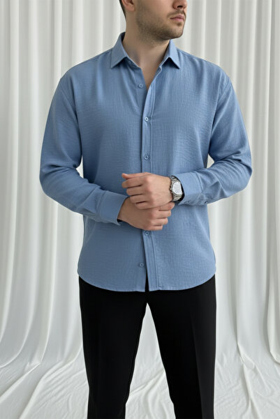 MENOFOURSWEAR Men's Oversize Linen Look Shirt