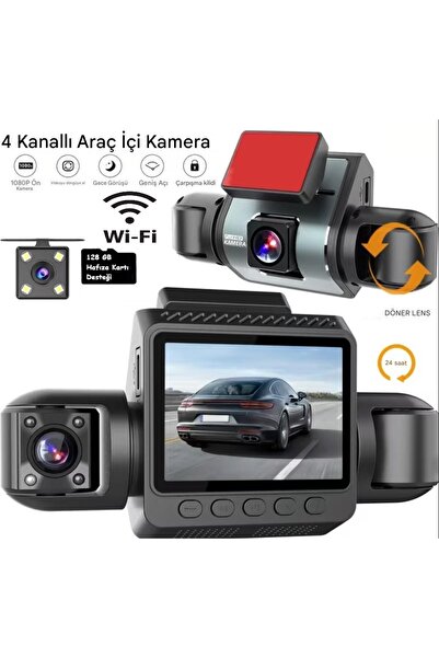 HMO Store 360° Görüşlü 4 Kanallı Araç İçi Kamera Seti – Ön/Arka , Gece Görüşü...