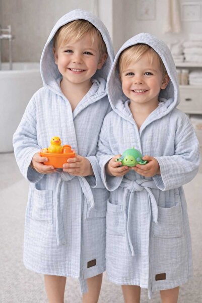 kidsense رداء حمام للأطفال مصنوع من قماش الموسلين القطني بنسبة 100%