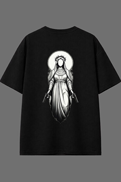 VSRN Armed Gangsta Design Back Printed Black Oversize t Shirt