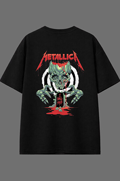 VSRN تي شيرت ميتاليكا هيبنوز بتصميم مطبوع من الخلف باللون الأسود مقاس كبير