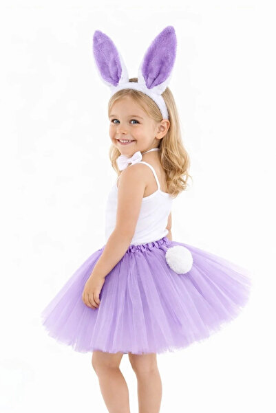 magicool Lilac Purple Rabbit Costume Set for Girls – 4 Pieces with Tutu Skirt