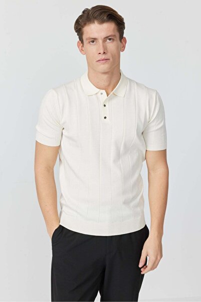 PAULMARK Мъжка плетена тениска с поло яка