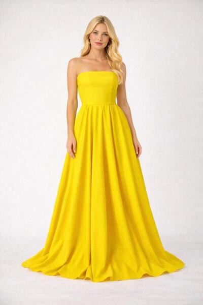 SERAVENZA COUTURE Maxi Boy Şık Straplez Davet Elbisesi COU-64