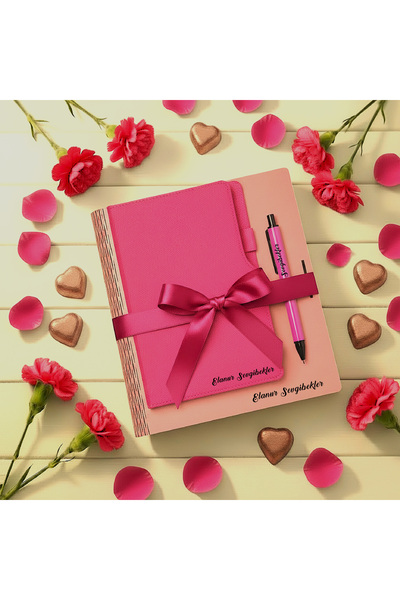 ertal hediyelik Kişiye Özel Renkli Ahşap Kutusunda A/5 Defter & Metal Tükenme...