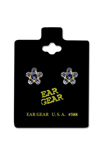 EAR GEAR أقراط أمريكية مطلية بالذهب عيار 24 قيراط مع زهرة الأقحوان LT. SAPP/S...